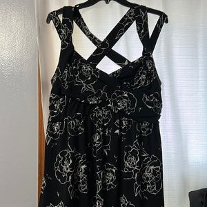 Black floral crisscross back